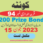 Quetta 200 Prize Bond Draw No. 94 Results for June 15, 2023