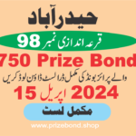 Draw 98, Rs. 750 Prize Bond Full List, HYDERABAD